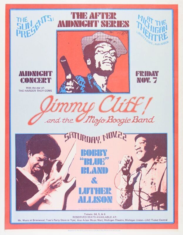 1975 Jimmy Cliff Michigan Theater Poster Mint 91