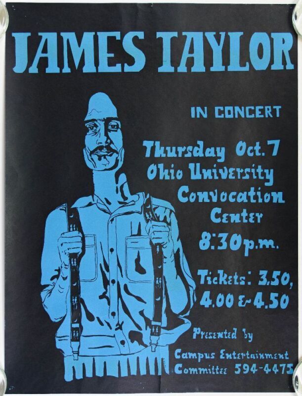 1970 James Taylor Ohio University Convocation Center Poster Extra Fine 69