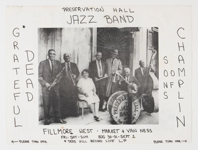 1968 Grateful Dead Preservation Hall Jazz Band Sons of Champlin Fillmore West Poster Excellent 71 RESTORED