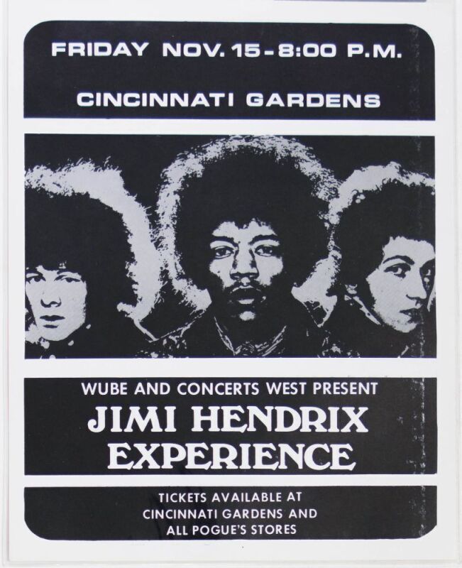 1968 Jimi Hendrix Experience Cincinnati Gardens Handbill Mint 91