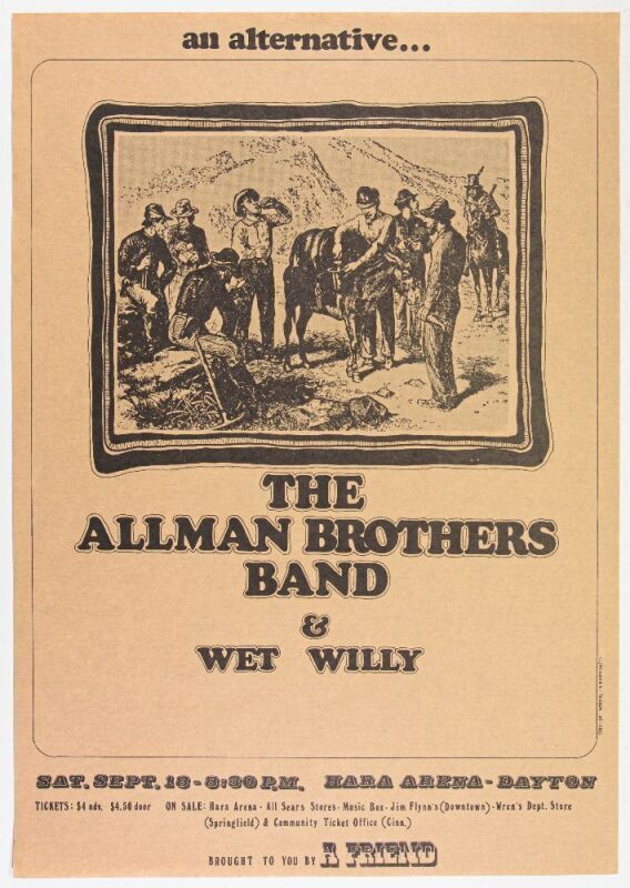 1971 Allman Brothers Band Hara Arena Dayton Poster Mint 93