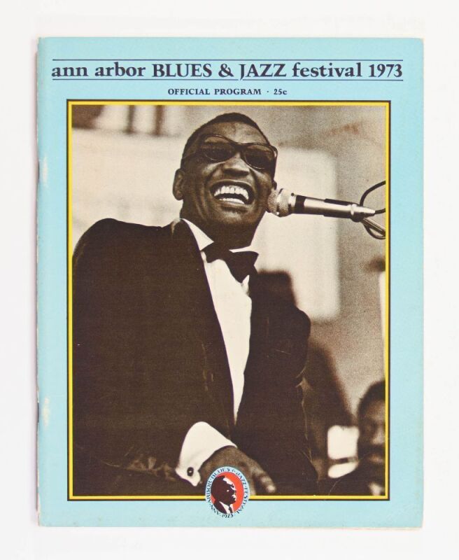 1973 Ray Charles Count Basie Ann Arbor Blues and Jazz Festival Program Excellent 79