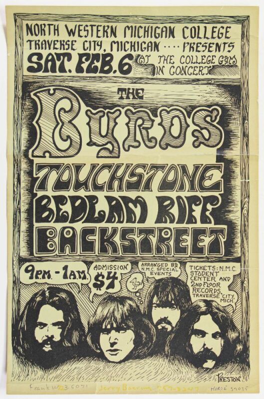 1970 The Byrds North Western Michigan College Poster Extra Fine 63