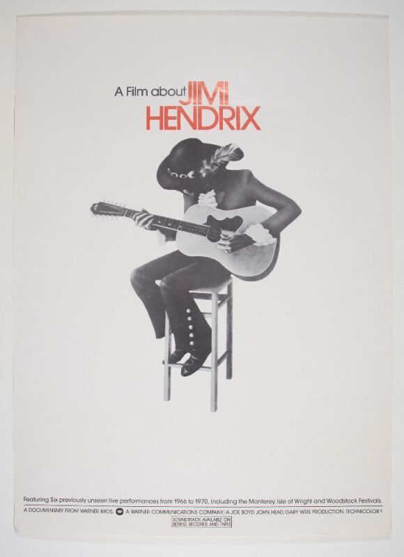 1973 Jimi Hendrix Documentary A Film About Jimi Hendrix Theatrical Poster Extra Fine 65 Restored