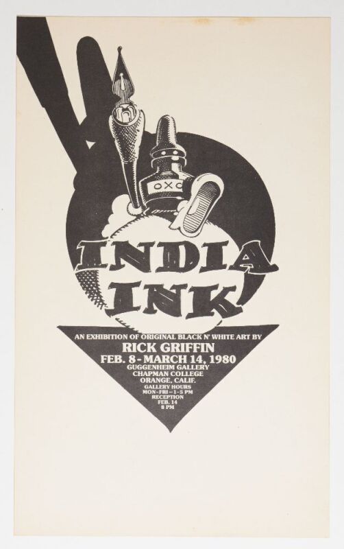 1980 Rick Griffin India Ink Exhibition The Guggenheim Gallery Chapman College Poster Excellent 77