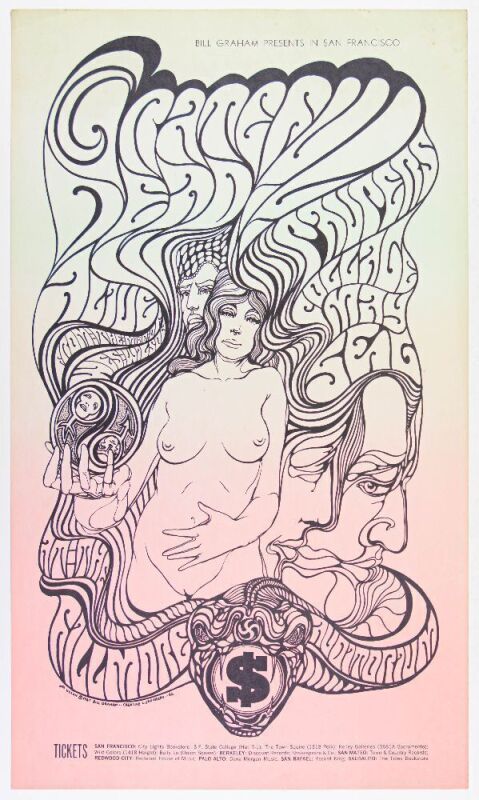 1967 BG-62 Grateful Dead Fillmore Auditorium Poster Excellent 79