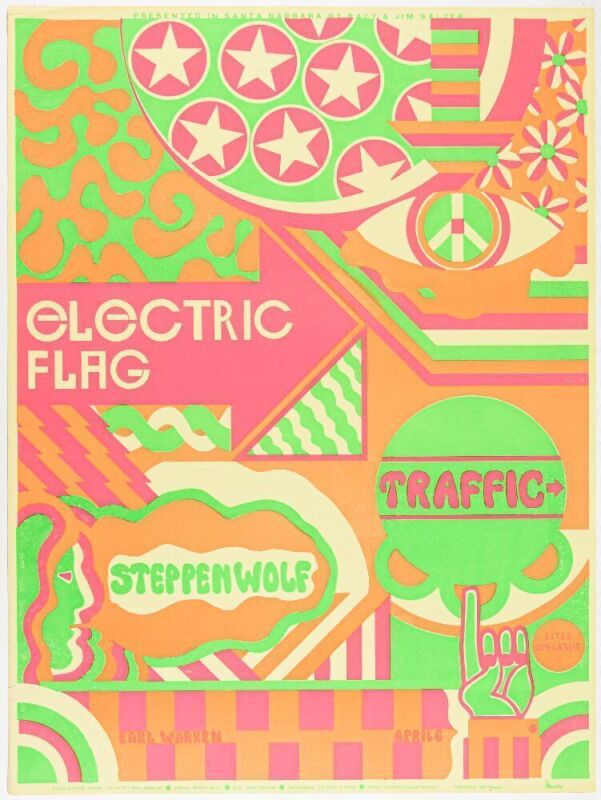 1968 AOR-3.43 Electric Flag Earl Warren Poster Excellent 75