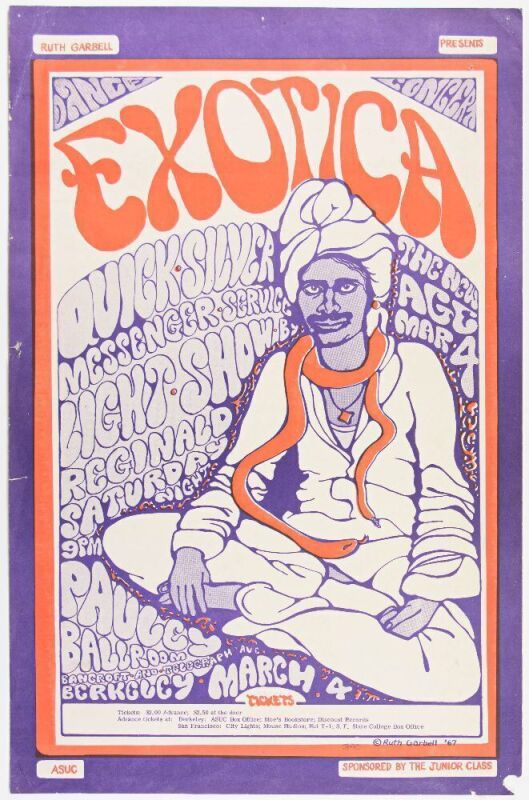 1967 Quicksilver Messenger Service Pauley Ballroom Berkeley Poster Extra Fine 67
