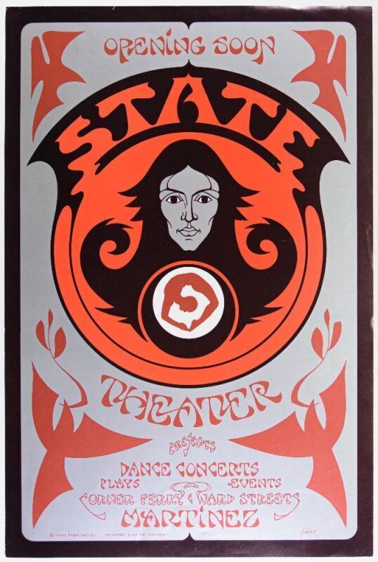 1971 David Singer State Theater Martinez California Announcement Poster Excellent 77