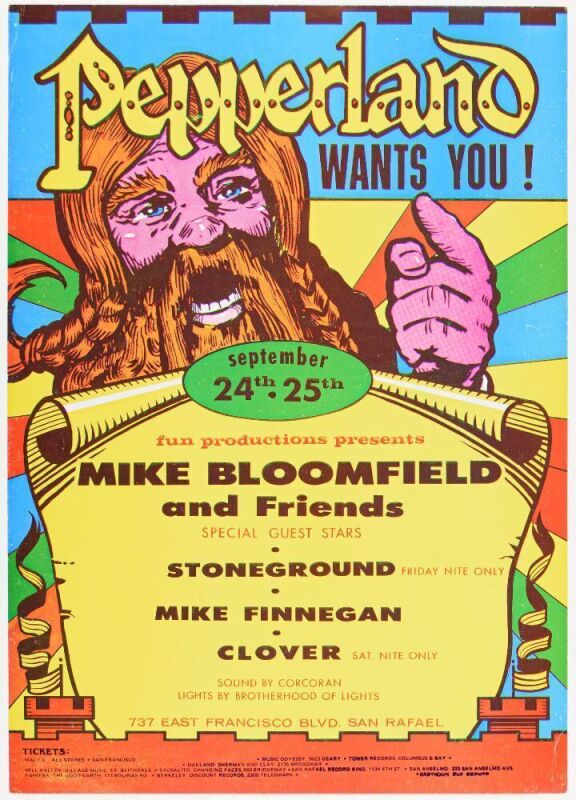 1971 Mike Bloomfield and Friends Pepperland San Rafael Poster Excellent 77