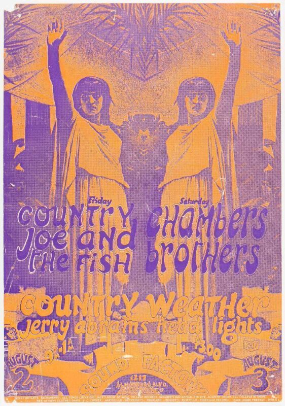 1968 Country Joe & The Fish The Chambers Brothers Sound Factory Poster Extra Fine 63