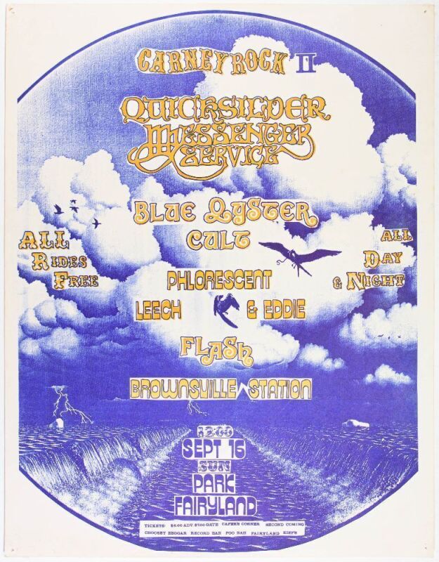 1973 Quicksilver Messenger Service Blue Oyster Cult Park Fairyland Kansas City Poster Excellent 71