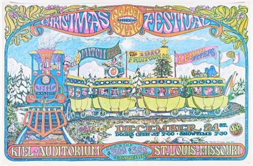 1968 Timothy Dixon Mitch Ryder Christmas Festival Kiel Auditorium St Louis Poster Excellent 77