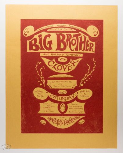 1971 Big Brother & The Holding Company Monterey Fairgrounds Poster