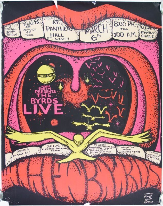 1970 The Byrds Panther Hall Fort Worth Poster Fine 59
