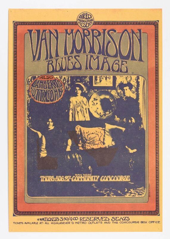 1970 Van Morrison Blues Image The San Diego Community Concourse Poster Near Mint 81