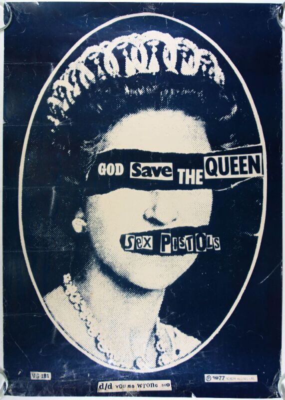 1977 Sex Pistols God Save The Queen Virgin Records Promotional Poster Fine 57