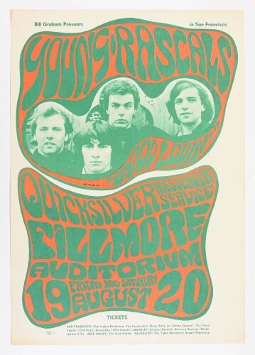 1966 BG-24 Young Rascals Fillmore Auditorium Poster Extra Fine 67