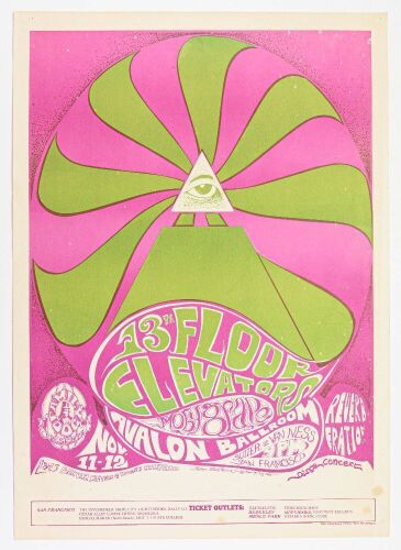 1966 FD-34 The 13th Floor Elevators Moby Grape Avalon Ballroom Poster Extra Fine 65