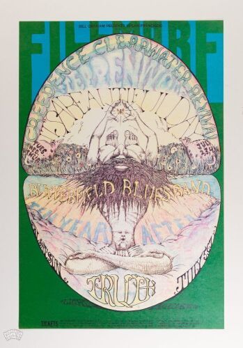 1968 BG-127 Creedence Clearwater Revival Fillmore Auditorium Poster Mint 93