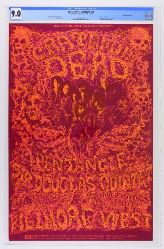 1969 BG-162 Grateful Dead Fillmore West Poster CGC 9.0