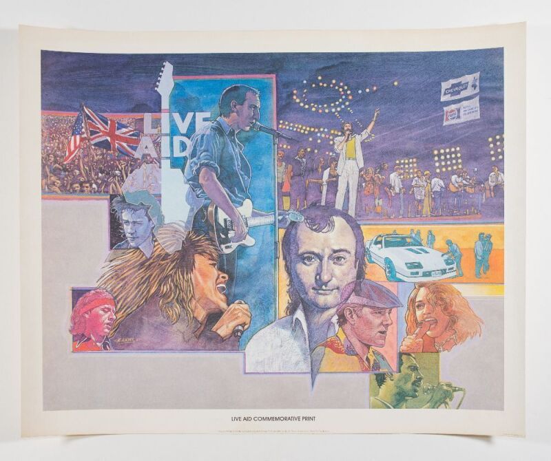 1985 Live Aid Festival Concert Commemorative Poster Near Mint 85