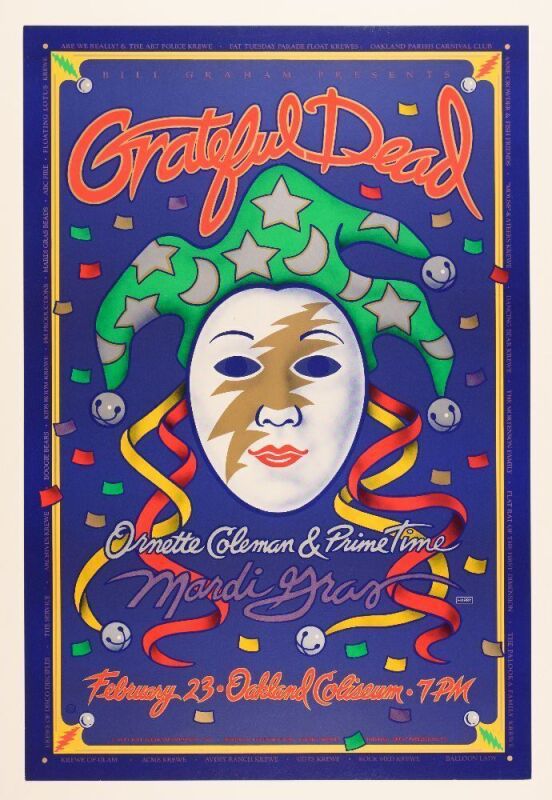 1993 BPG-72 Grateful Dead Mardi Gras Oakland Poster Near Mint 85