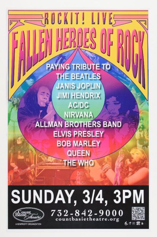 2012 Fallen Heroes of Rock Tribute Show Count Basie Theatre Poster Near Mint 89