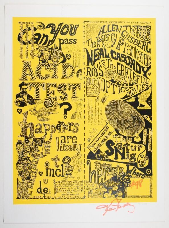 1990s AOR-2.41 Can You Pass The Acid Test LE RP Signed Kesey Poster Extra Fine 69