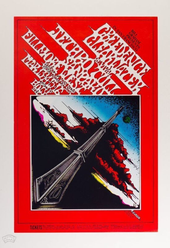 1969 BG-164 Creedence Clearwater Revival Jethro Tull Fillmore West Poster Near Mint 89