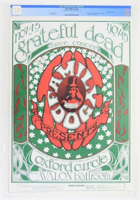 1966 FD-33 Grateful Dead Avalon Ballroom RP4 Poster CGC 10