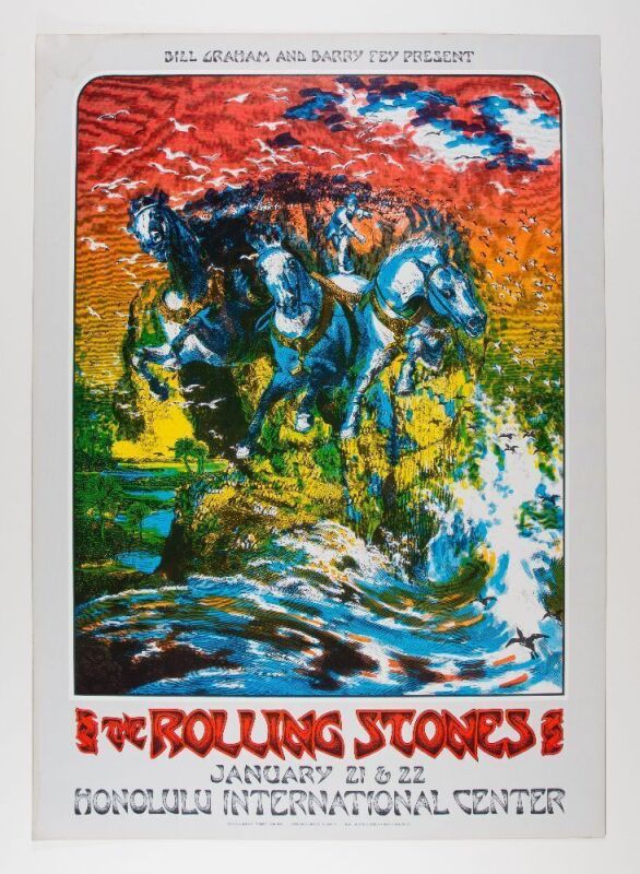 1973 AOR-4.147 Rolling Stones Honolulu International Center Poster Excellent 75