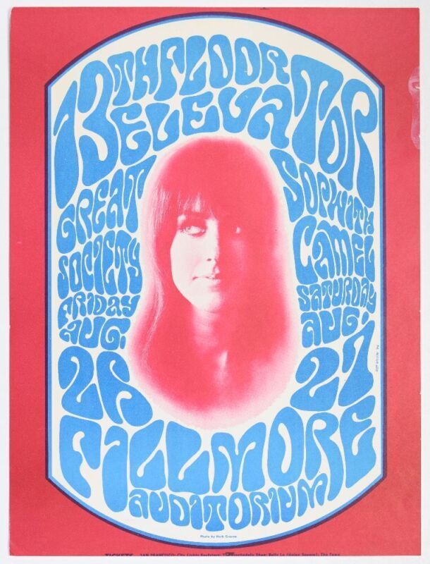 1966 BG-25 Great Society 13th Floor Elevators Fillmore Auditorium RP3 Poster Extra Fine 67