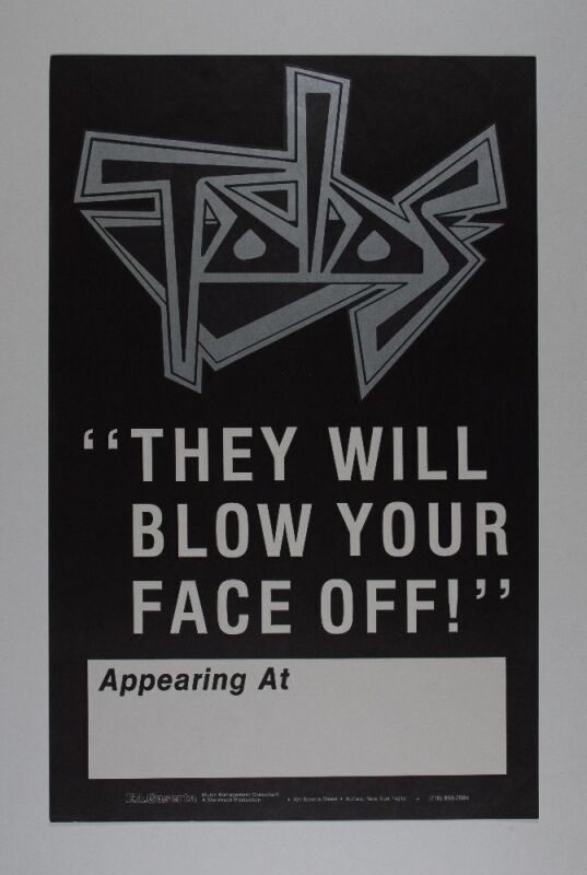 1979 Talas They Will Blow Your Face Off Tour Blank Poster Near Mint 81