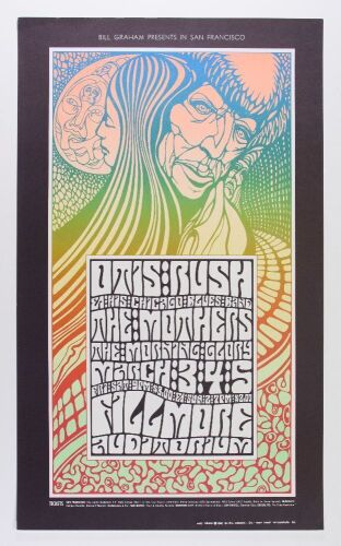 1967 BG-53 Otis Rush Frank Zappa The Mothers Fillmore Auditorium RP2 Poster Excellent 79