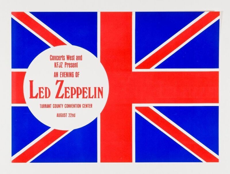 1970 Led Zeppelin Tarrant County Convention Center Fort Worth Handbill Mint 91