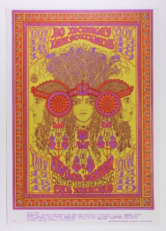 1967 FD-92 Bo Diddley Lee Michaels Avalon Ballroom RP2 Poster Near Mint 89