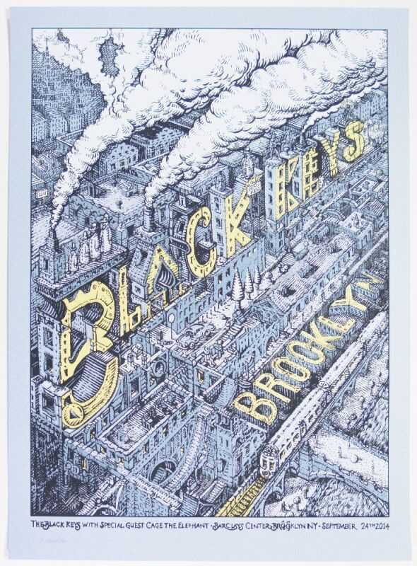 2014 David Welker The Black Keys Barclays Center LE Signed Welker Poster Near Mint 87