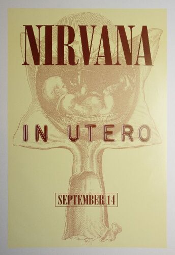 1993 Nirvana In Utero Geffen Records Promotional Poster Near Mint 87