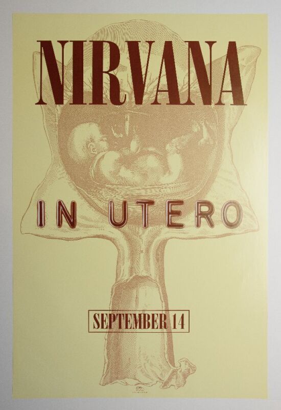 1993 Nirvana In Utero Geffen Records Promotional Poster Near Mint 87