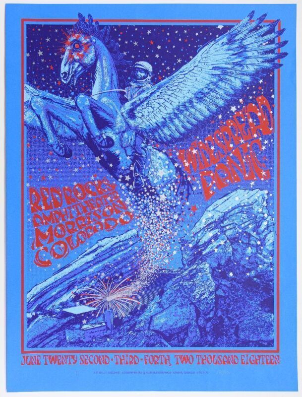 2018 Widespread Panic Red Rocks Amphitheatre LE Signed JT Lucchesi Poster Near Mint 89