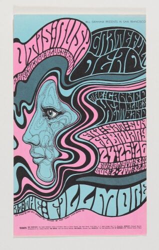 1967 BG-51 Grateful Dead Otis Rush Fillmore Auditorium RP2 Poster Near Mint 87