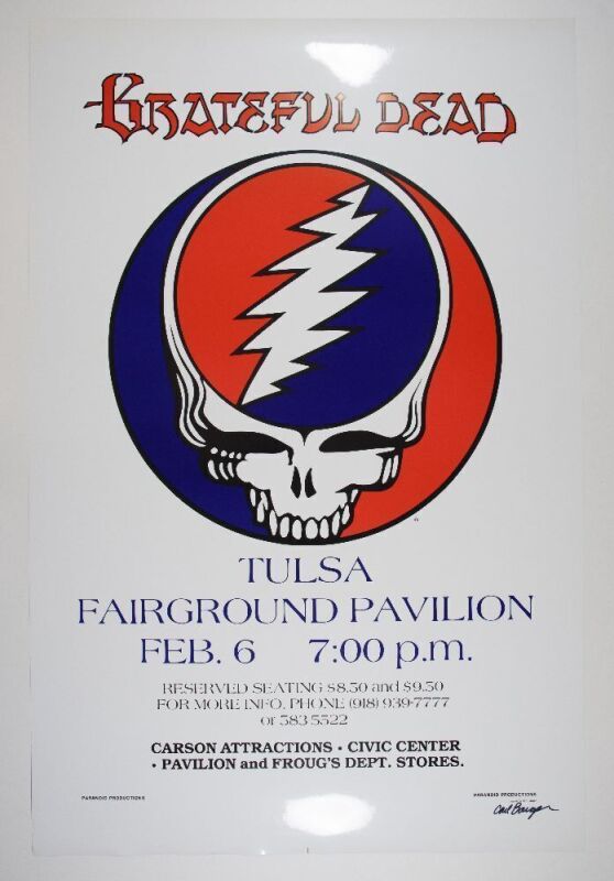 1979 Grateful Dead Tulsa Fairground Pavilion Signed Barger Poster Near Mint 87