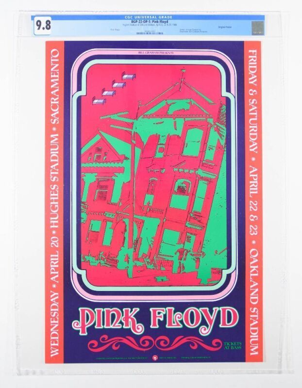 1988 BGP-22 Pink Floyd Hughes Stadium & Oakland Stadium Poster CGC 9.8