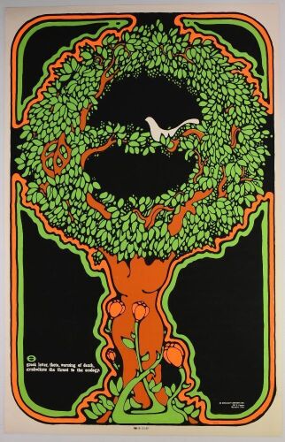 1970 The Tree of Ecology Blacklight Headshop Poster Excellent 79