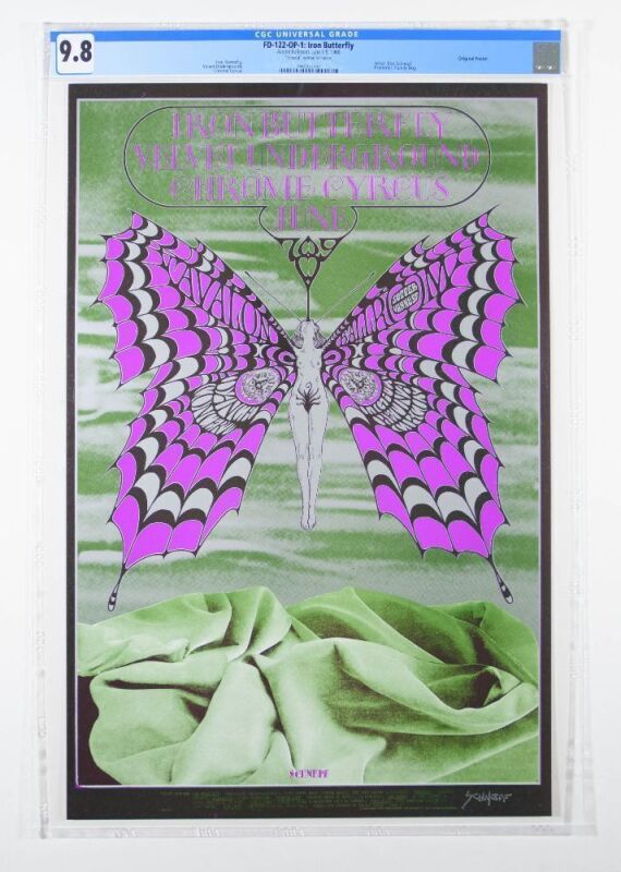1968 FD-122 Iron Butterfly Velvet Underground Avalon Ballroom Signed Schnepf Poster CGC 9.8