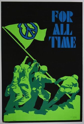 1969 Peace For All Time Blacklight Headshop Poster Excellent 79