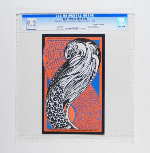 1967 BG-57 The Byrds Fillmore Auditorium Postcard CGC 9.2