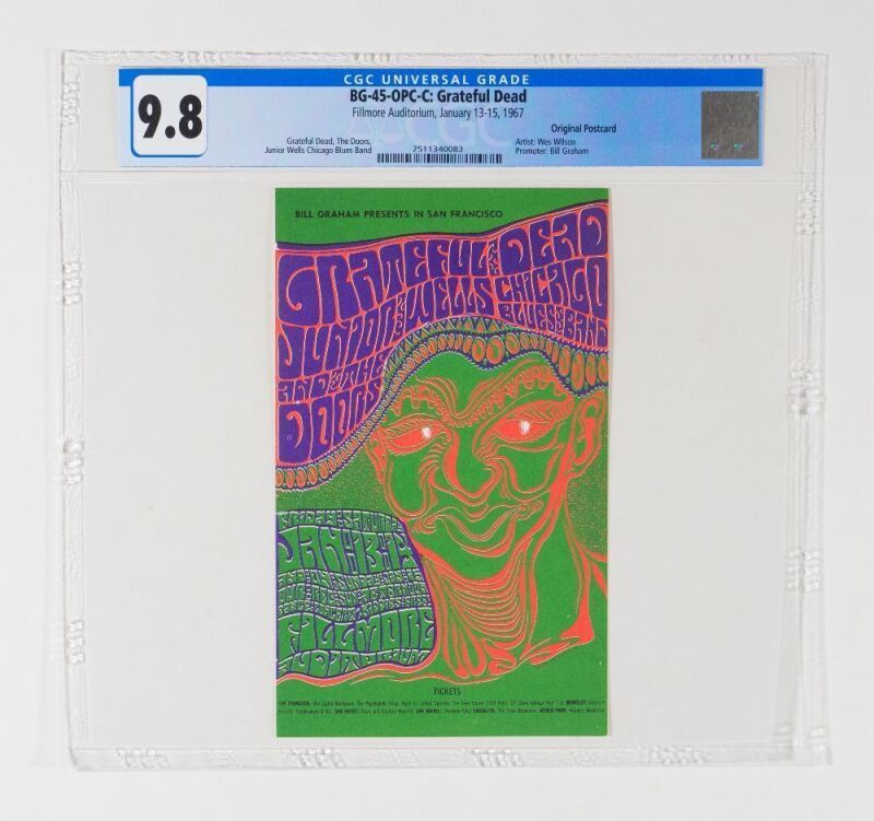 1967 BG-45 Grateful Dead The Doors Fillmore Auditorium Postcard CGC 9.8