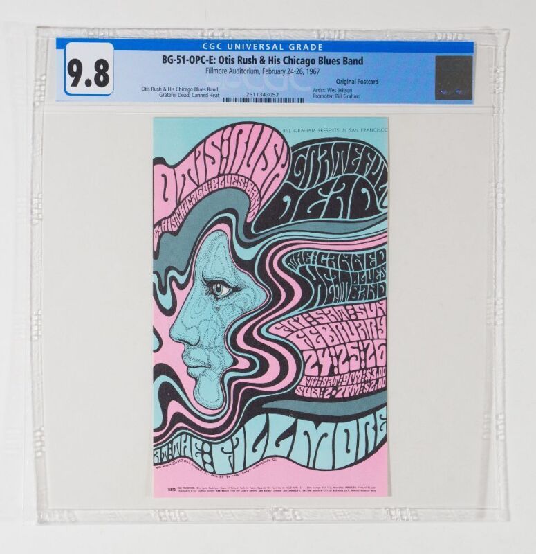 1967 BG-51 Grateful Dead Otis Rush Fillmore Auditorium Postcard CGC 9.8